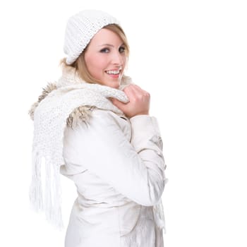 Young woman in winter clothes
