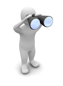 Man looking through binoculars