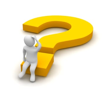 Thinking man and question mark