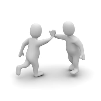 Two characters giving high five