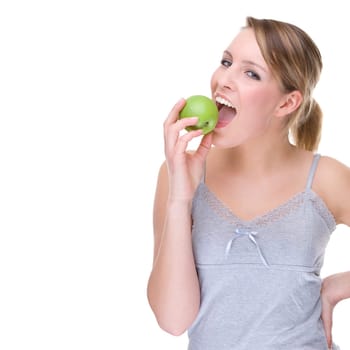 Young woman with apple