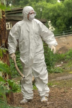 Chemical Worker with rod