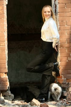 Fashion woman with cat