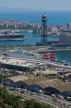 View of Barcelona's harbour district