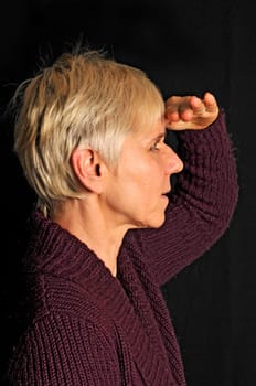 mature woman looking out