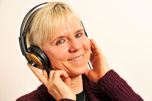 smiling woman with headphones
