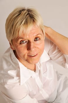 mature woman looking up