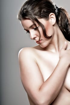 Side Closeup Of A Beutiful Woman