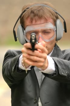 businessman shooting