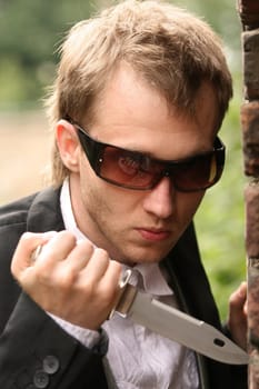 angry man with knife