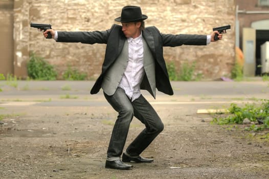 man with guns