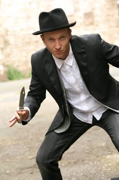 man with knife