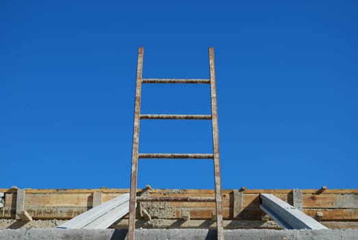 Ladder to access framework on roof