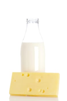 Cheese and milk bottle