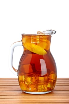 Ice tea with lemon pitcher