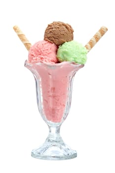 Multi flavor ice cream glass