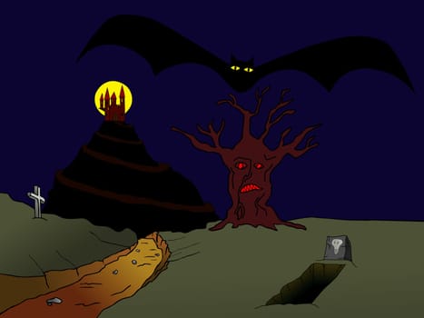 old haunted castle on the hill