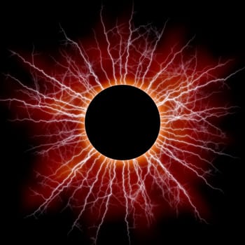 black star with red corona