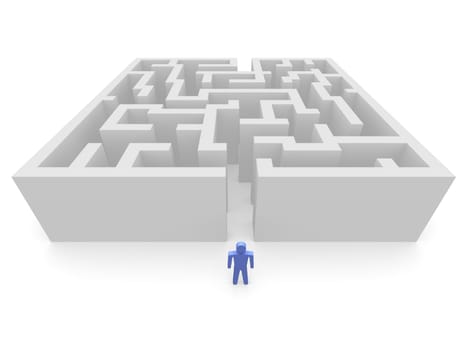 Man in front of labyrinth