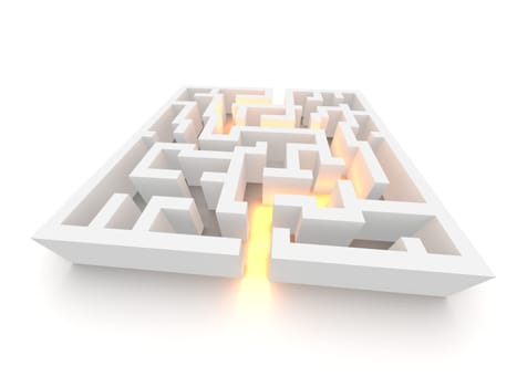 Path through labyrinth. 3d rendered imag
