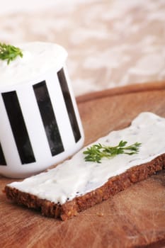 Bread with herb curd