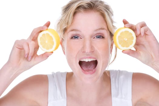 Young woman with lemons