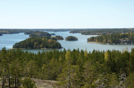seen from Kasberget on the island of Lillandet near Nagu. The archipelago off Turku has 20,000 islands. This view was the reward of a hike on the Kasberget with a panoramic view