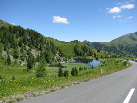 Lake next to the road