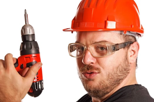handyman has fun with drill