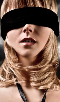 Blindfolded Blond Woman Closeup