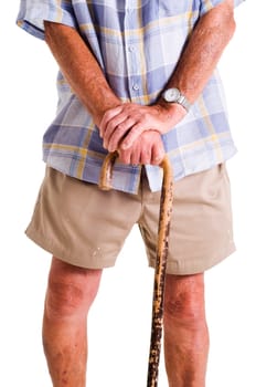 Man holding walking stick