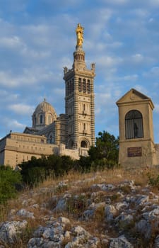 Evening under Notre Dame in Marseille