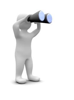 Man looking through binoculars