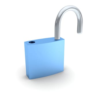 Ulocked padlock isolated on white