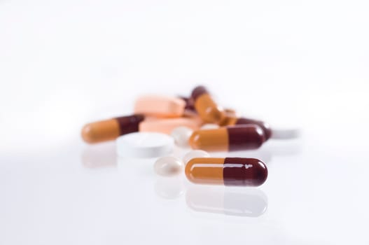 Different tablets on white background