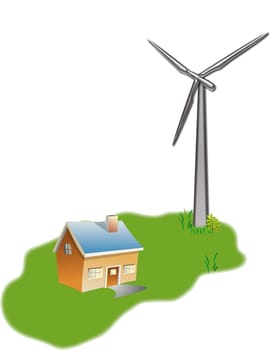 house and wind mill
