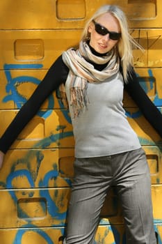 Woman at the graffiti wall