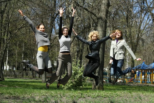 girls jumping