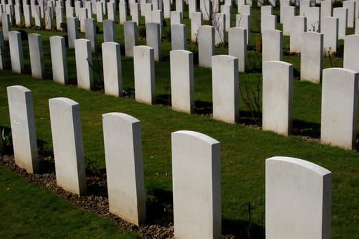 Gravestones on military cemetery