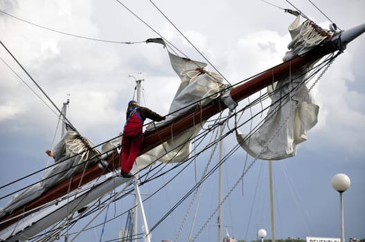 Working on the ship