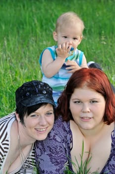 two women one boy