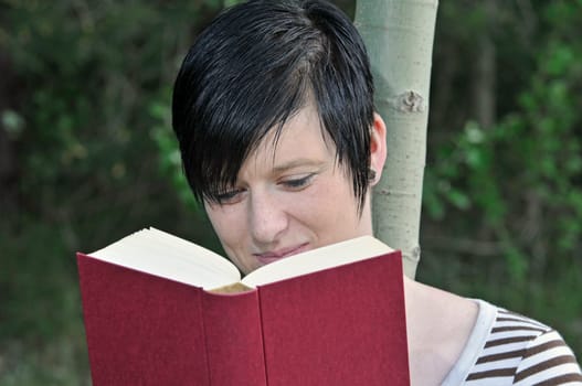 woman is reading
