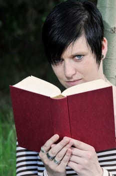woman with book