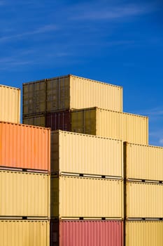 shipping freight cargo containers stack in harbor