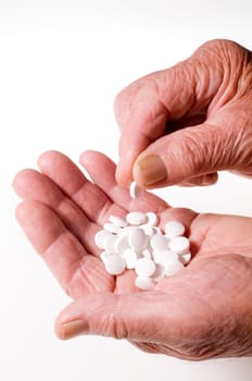 Senior hands with tablets