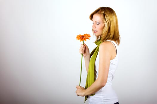 Woman with gerbera