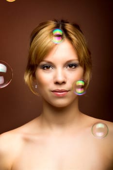 Woman with soap bubbles
