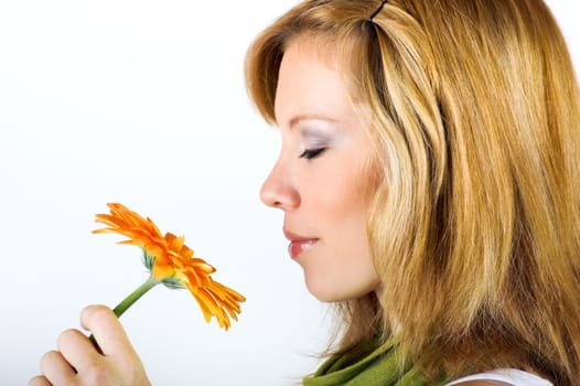 Woman with gerbera