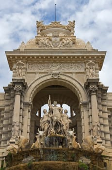 Magnificent fountain in front of Marseille's Longchamp