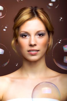 Woman with soap bubbles